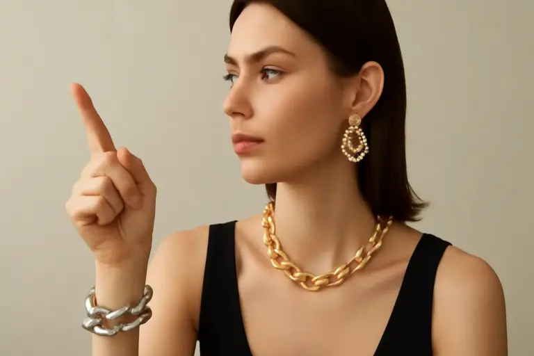 Come bilanciare accessori statement tra collo, orecchi e polso? Il principio che evita il look eccessivo